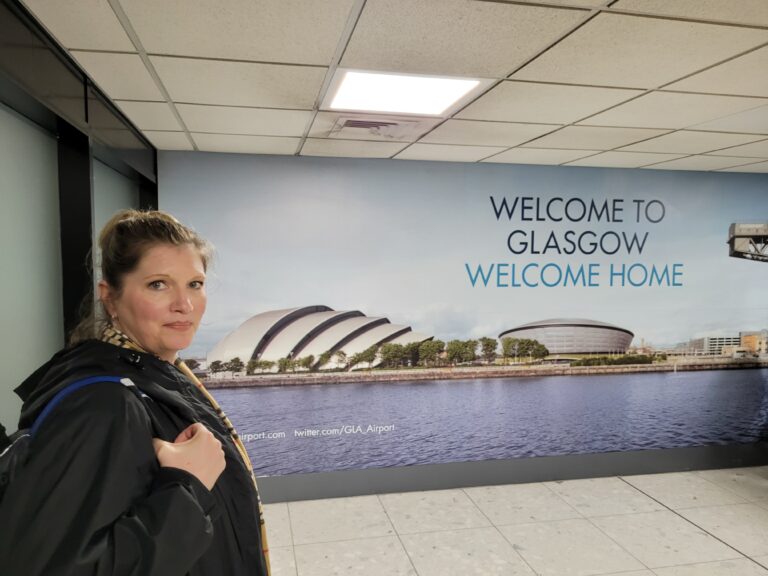 The Lemelson Foundation’s Executive Operations Manager Jea Seconi traveling through the Glasgow Airport.