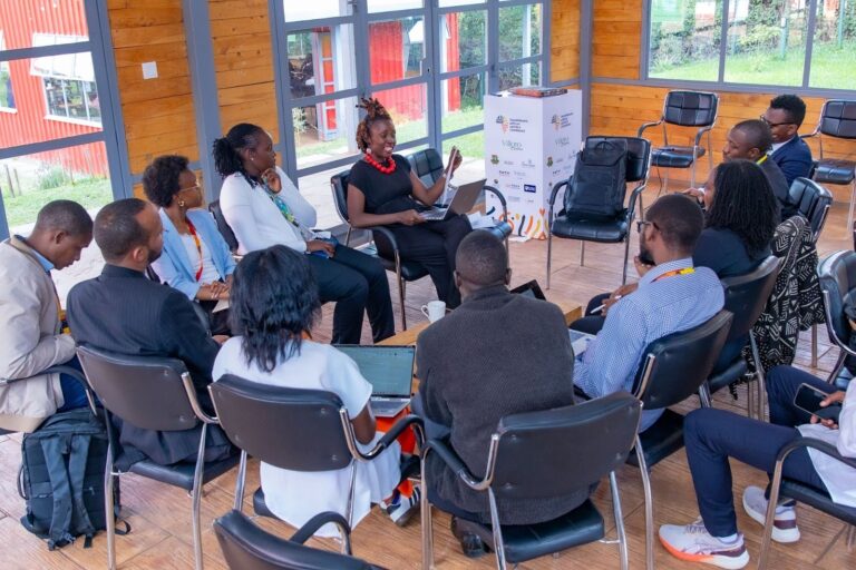 Khatuchi Khasandi (center) speaking to a group at the 2025 Transforming African MedTech Conference in Nairobi, Kenya.